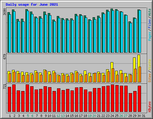 Daily usage for June 2021