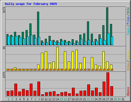 Daily usage for February 2025